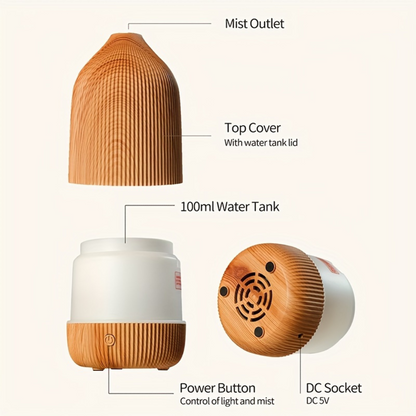 Ultrasonic Diffuser - The Gift Company - Ultrasonic Aromatherapy Diffuser 2-in-1 Wood Grain Design - The Gift Company