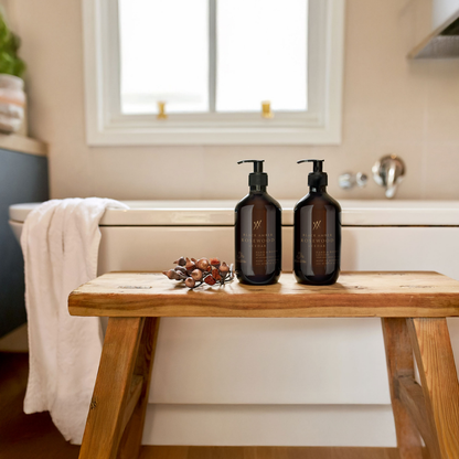 Urban Rituelle Black Amber wash and lotion bathroom styling