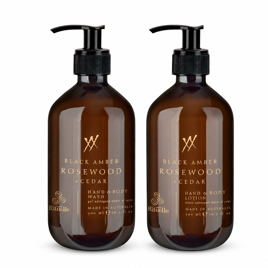 Urban Rituelle Black Amber Alchemy Hand & Body Wash and Lotion Bundle 2 x 500mL