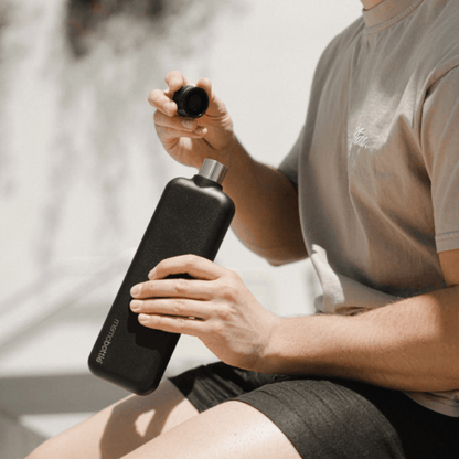 Water Bottle - memobottle - memobottle Slim Stainless Steel Black (600ml) - The Gift Company