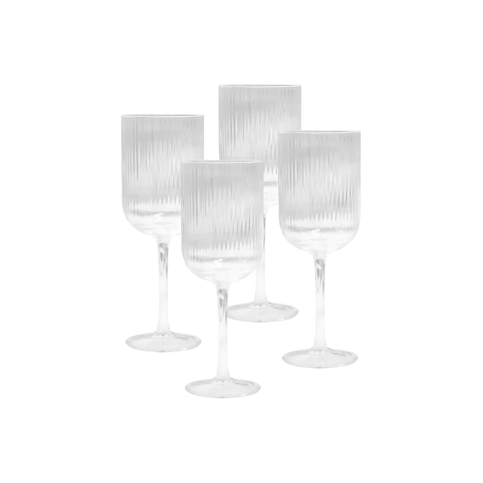 Wine Glass - Sage & Cooper - Sage & Cooper - Ivy Ribbed Wine Glasses Set of 4 - The Gift Company