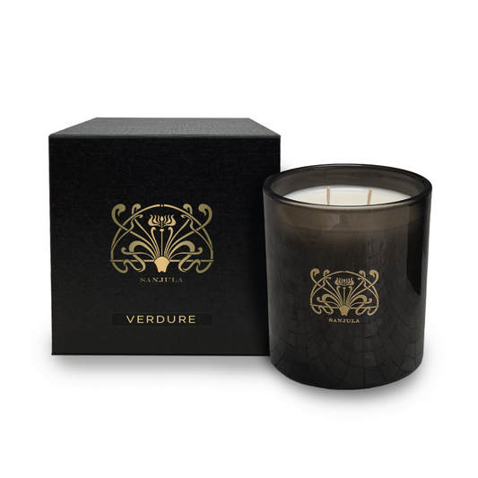 XL PREMIUM CANDLE - SANJULA - SANJULA Verdure XL Transparent Black Jar 430g - The Gift Company