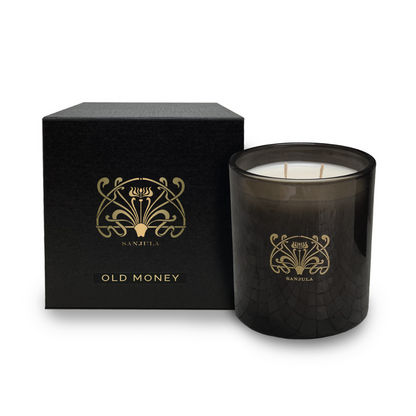 XL PREMIUM JAR CANDLE - SANJULA - SANJULA Old Money XL Transparent Black Jar 430g - The Gift Company