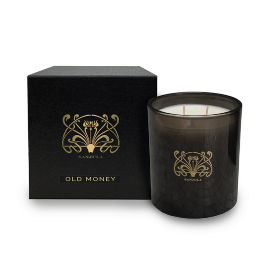XL PREMIUM JAR CANDLE - SANJULA - SANJULA Old Money XL Transparent Black Jar 430g - The Gift Company